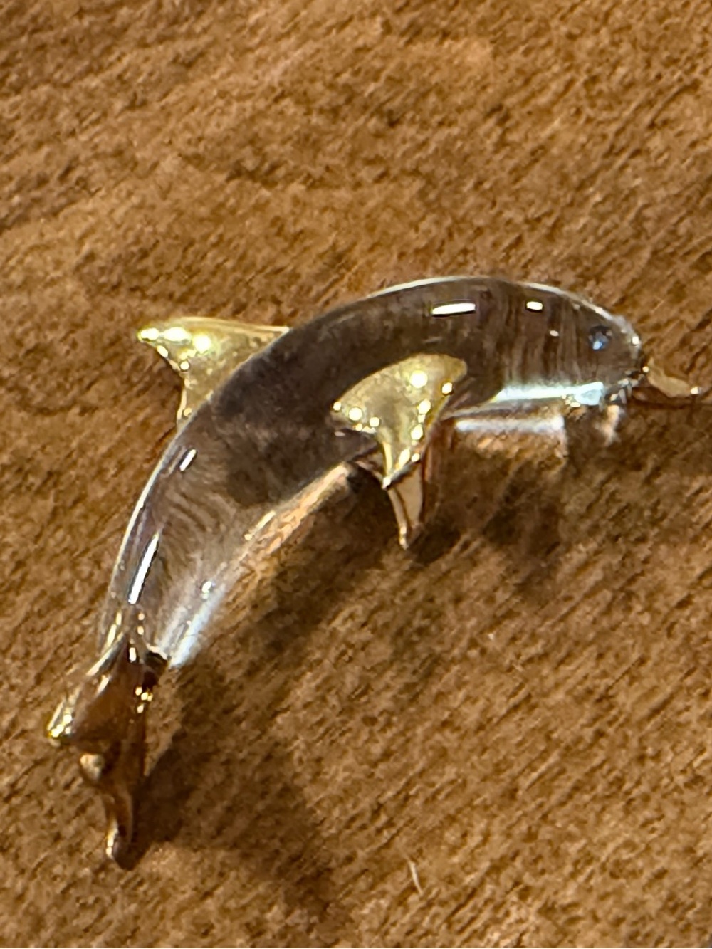 Clear Glass Dolphin Figurine Gold Detail Glass Figure Ocean Dolphins